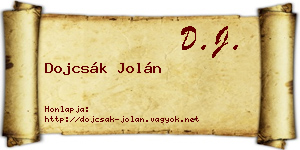 Dojcsák Jolán névjegykártya