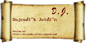 Dojcsák Jolán névjegykártya